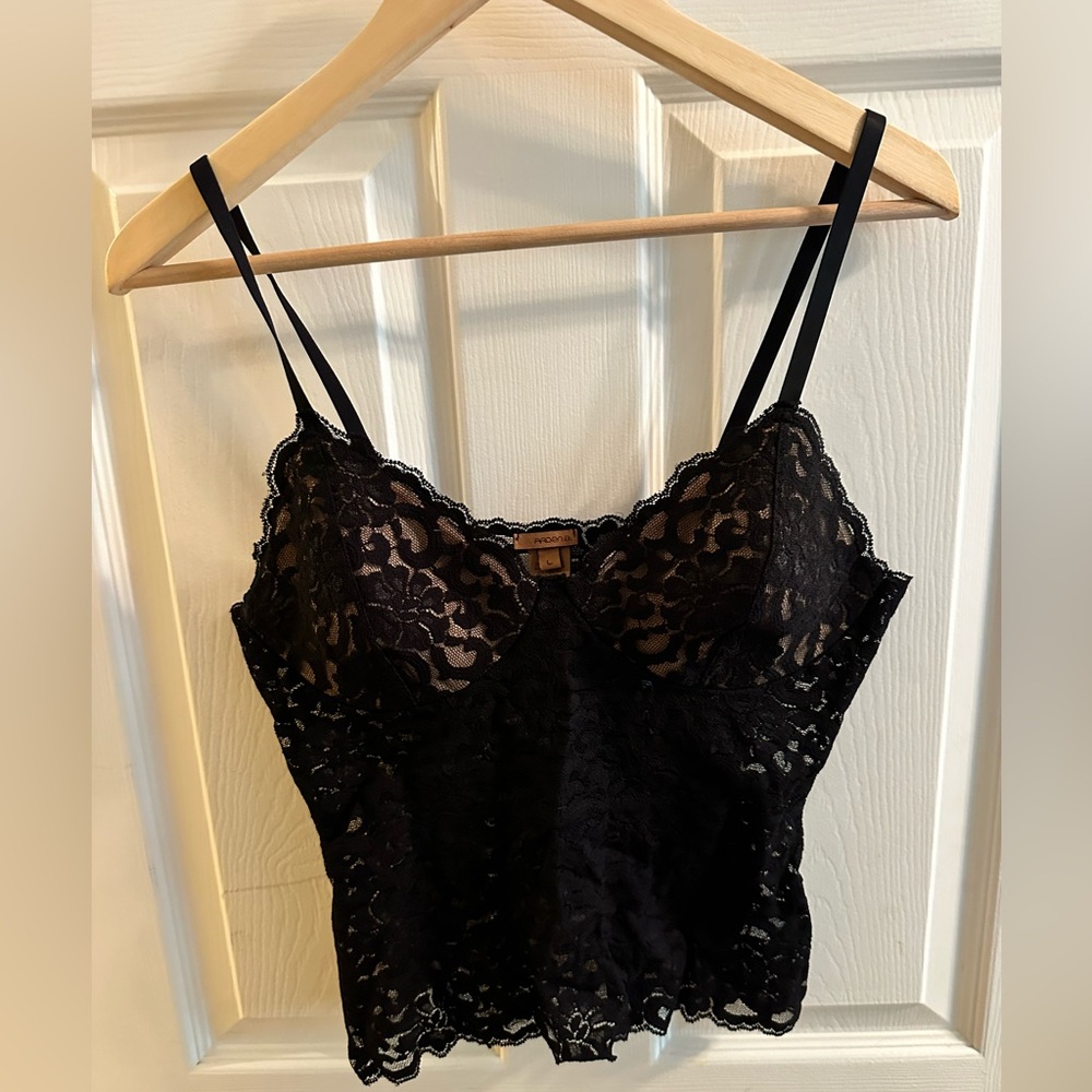 ArdenB Black Floral Lace Top